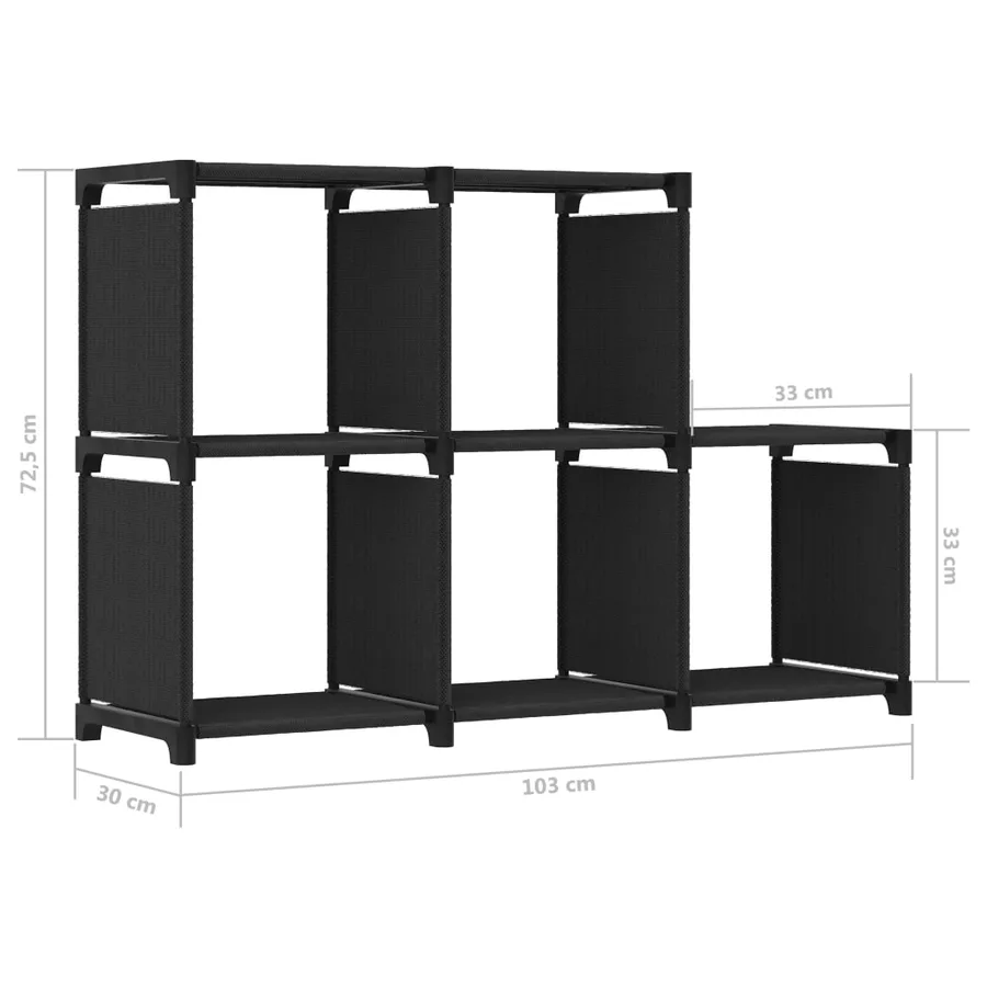 Étagère d'affichage 5 cubes Noir 103x30x72,5 cm Tissu - 8