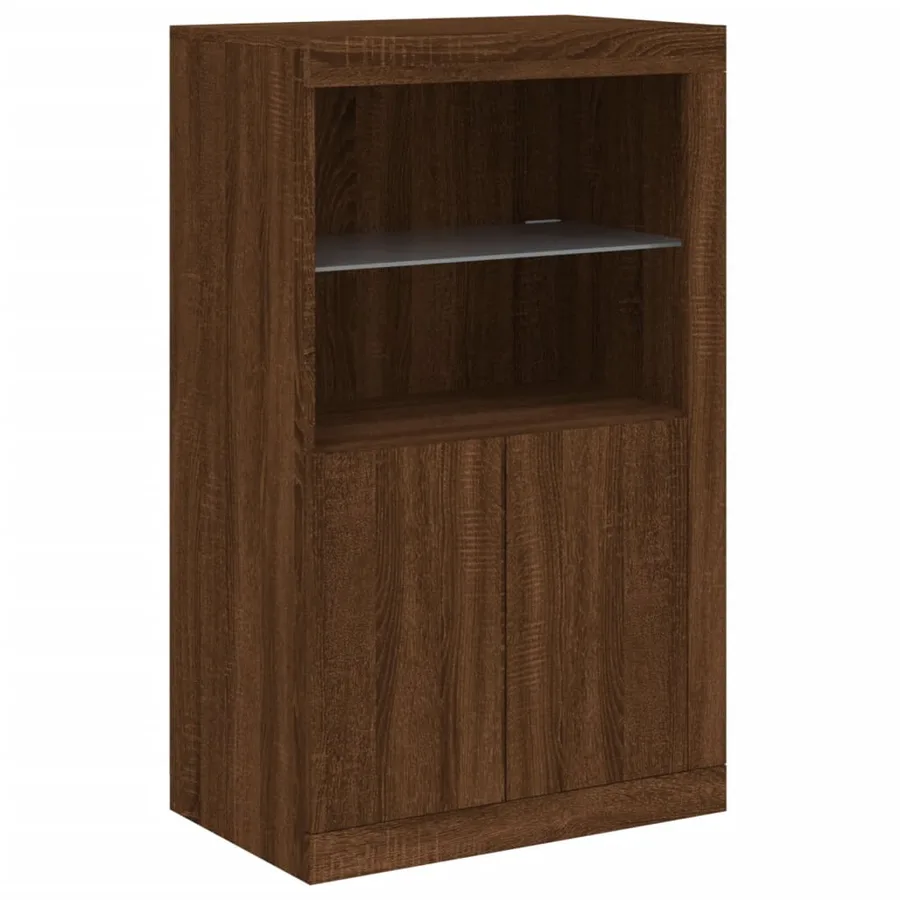 Buffet avec lumières LED chêne marron 181,5x37x100 cm - 10