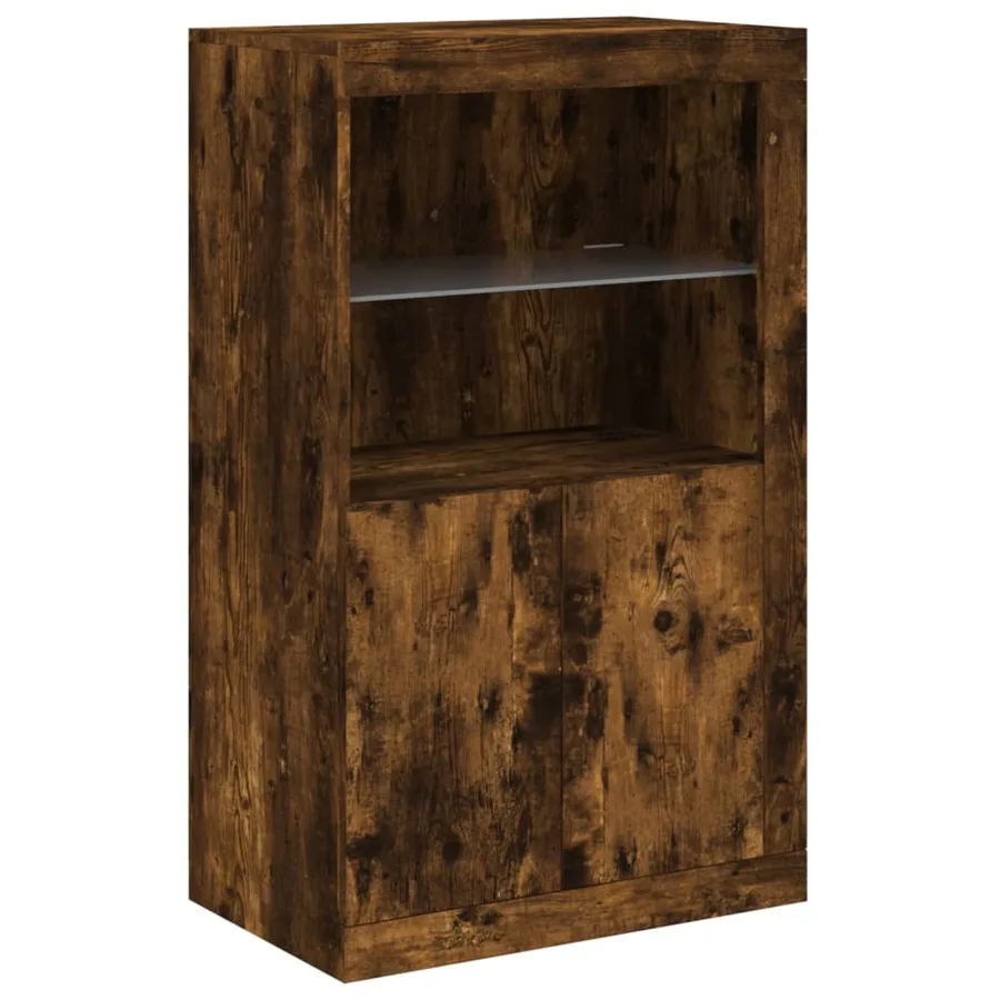 Buffet avec lumières LED chêne fumé 181,5x37x100 cm - 10