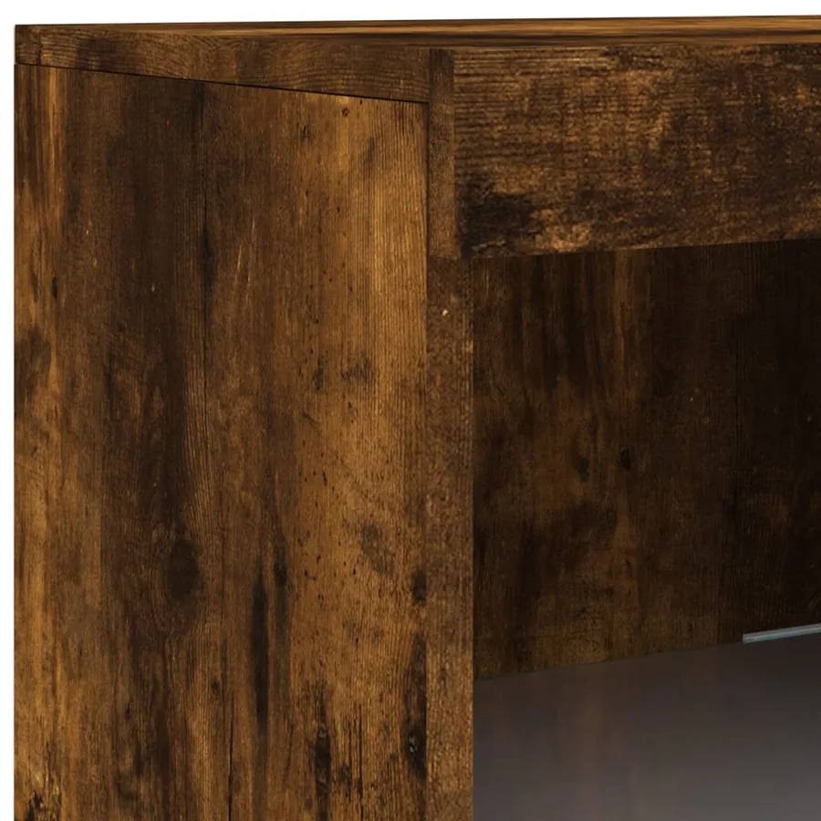 Buffet avec lumières LED chêne fumé 181,5x37x100 cm - 12