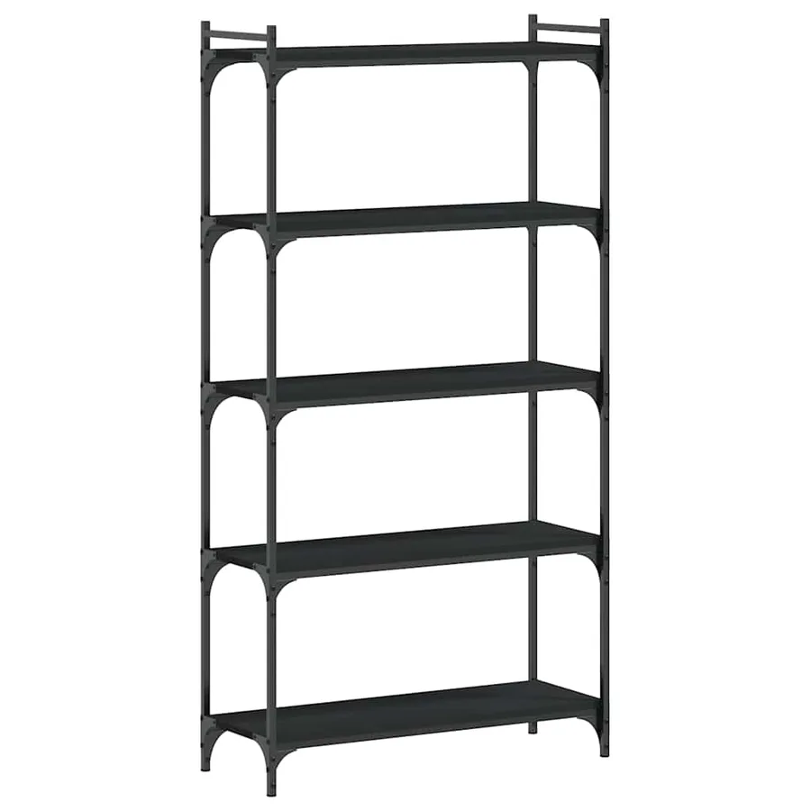 Bibliothèque 5 niveaux noir 80x30x154 cm bois d'ingénierie - 2
