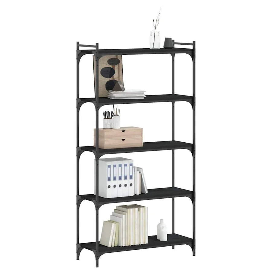 Bibliothèque 5 niveaux noir 80x30x154 cm bois d'ingénierie - 3