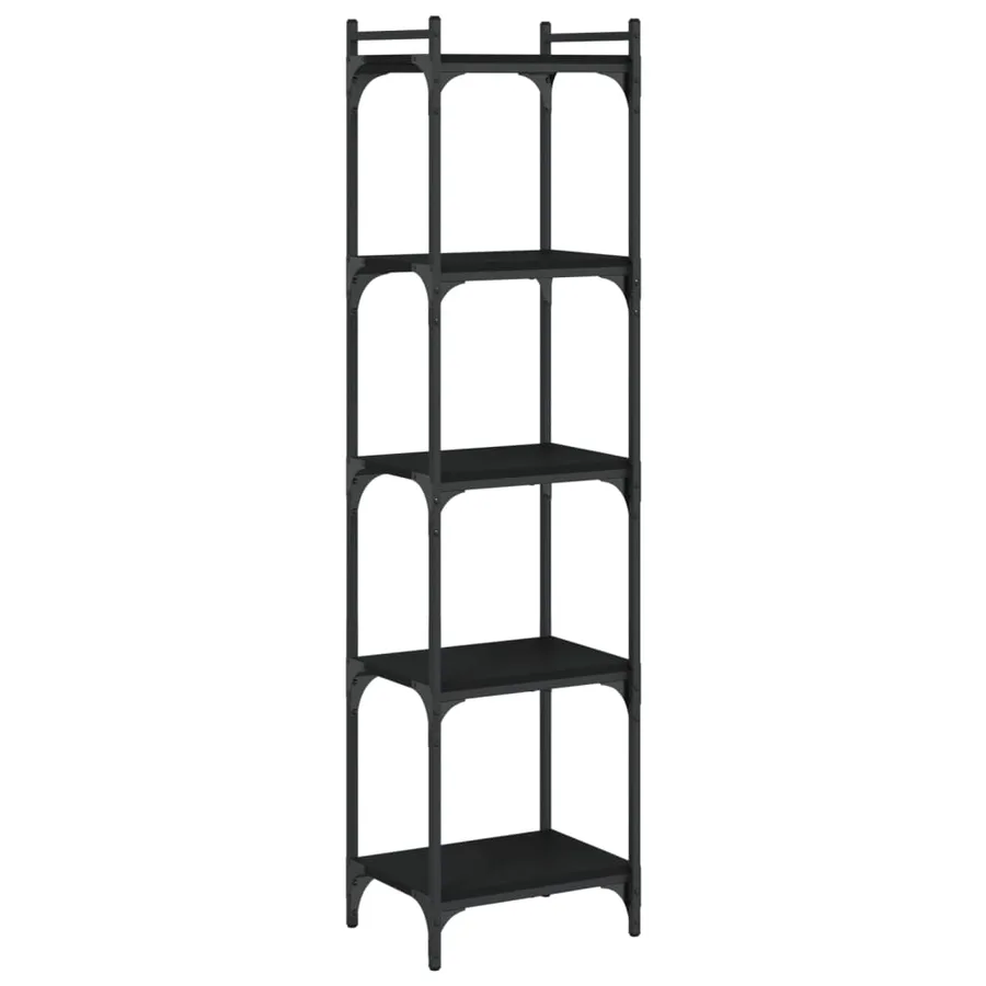 Bibliothèque 5 niveaux noir 40x30x154 cm bois d'ingénierie - 2