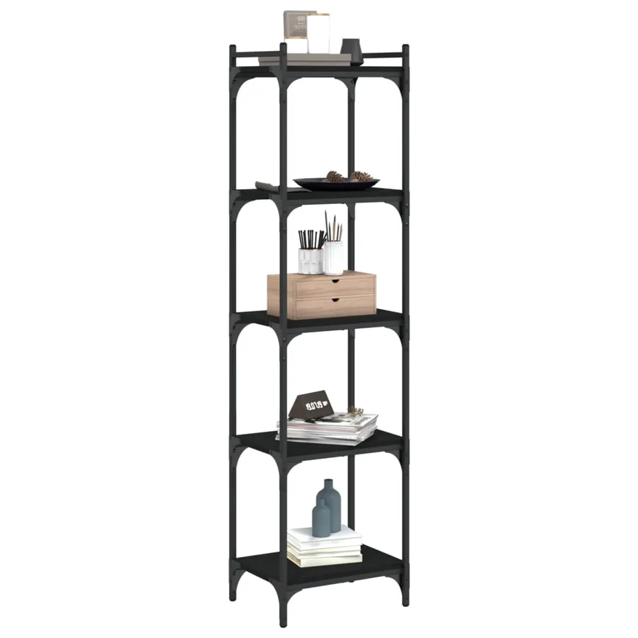 Bibliothèque 5 niveaux noir 40x30x154 cm bois d'ingénierie - 3