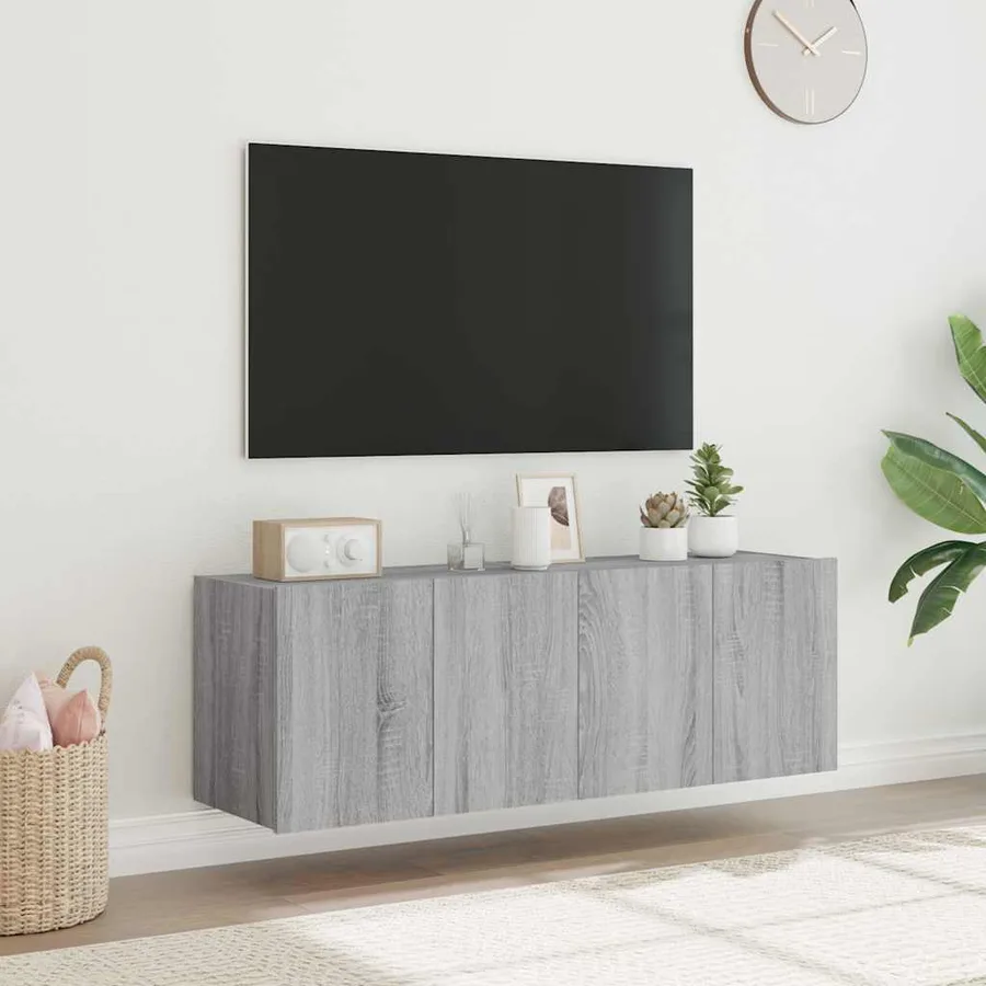 Meubles TV muraux et lumières LED 2pcs sonoma gris 60x35x41 cm - 5