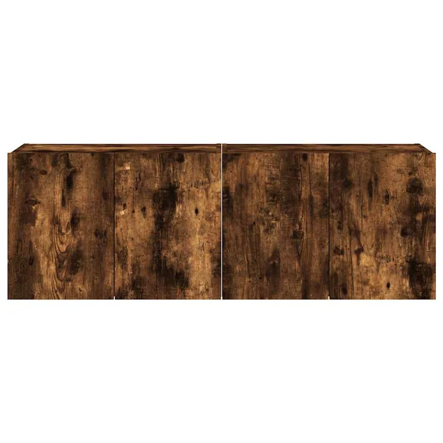 Meubles TV muraux et lumières LED 2pcs chêne fumé 60x35x41 cm - 8