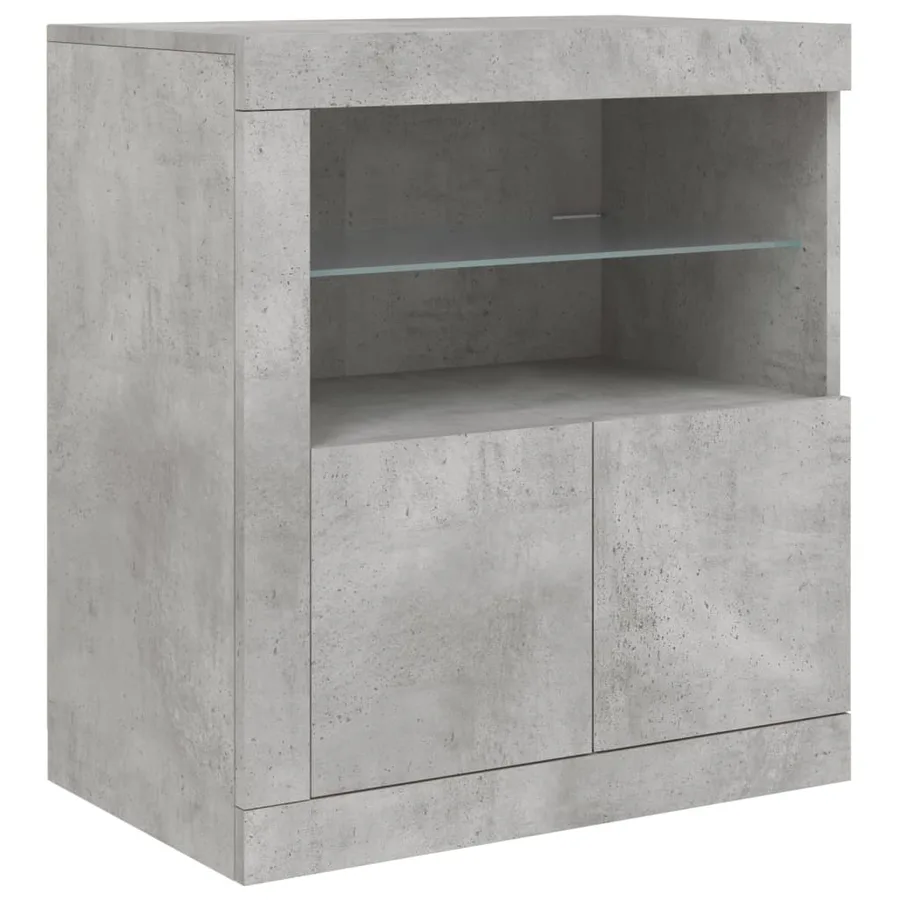 Buffet avec lumières LED gris béton 162x37x67 cm - 9