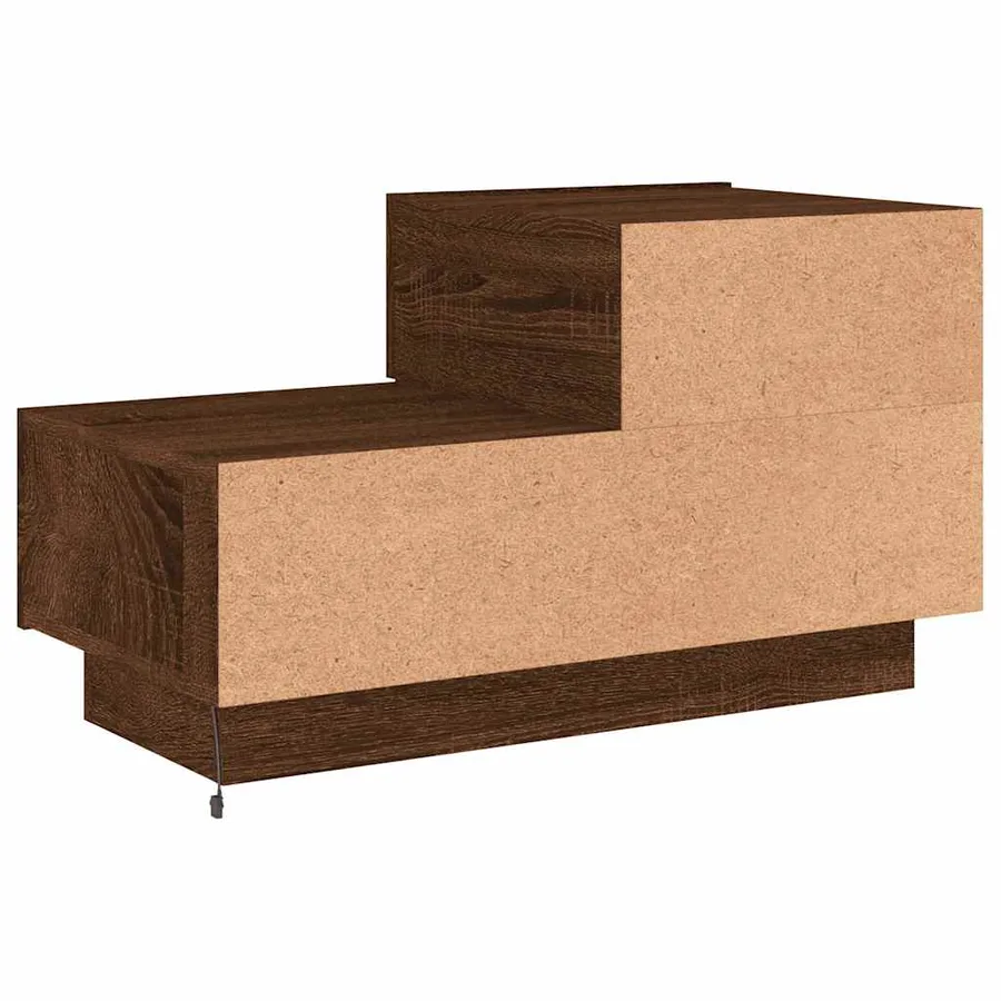 Table de chevet avec lumières LED chêne marron 70x36x40,5 cm - 9