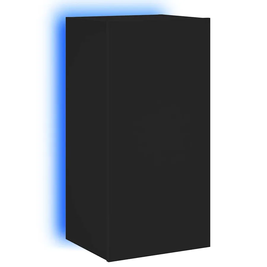 Meuble TV mural avec lumières LED noir 40,5x35x80 cm - 2