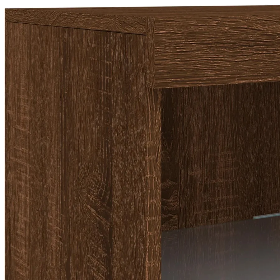 Buffet avec lumières LED chêne marron 41x37x100 cm - 11