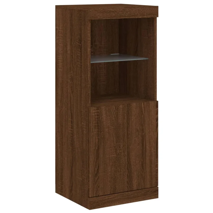 Buffet avec lumières LED chêne marron 41x37x100 cm - 5