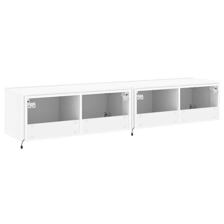 Meubles TV muraux avec lumières LED 2 pcs blanc 80x35x31 cm - 10