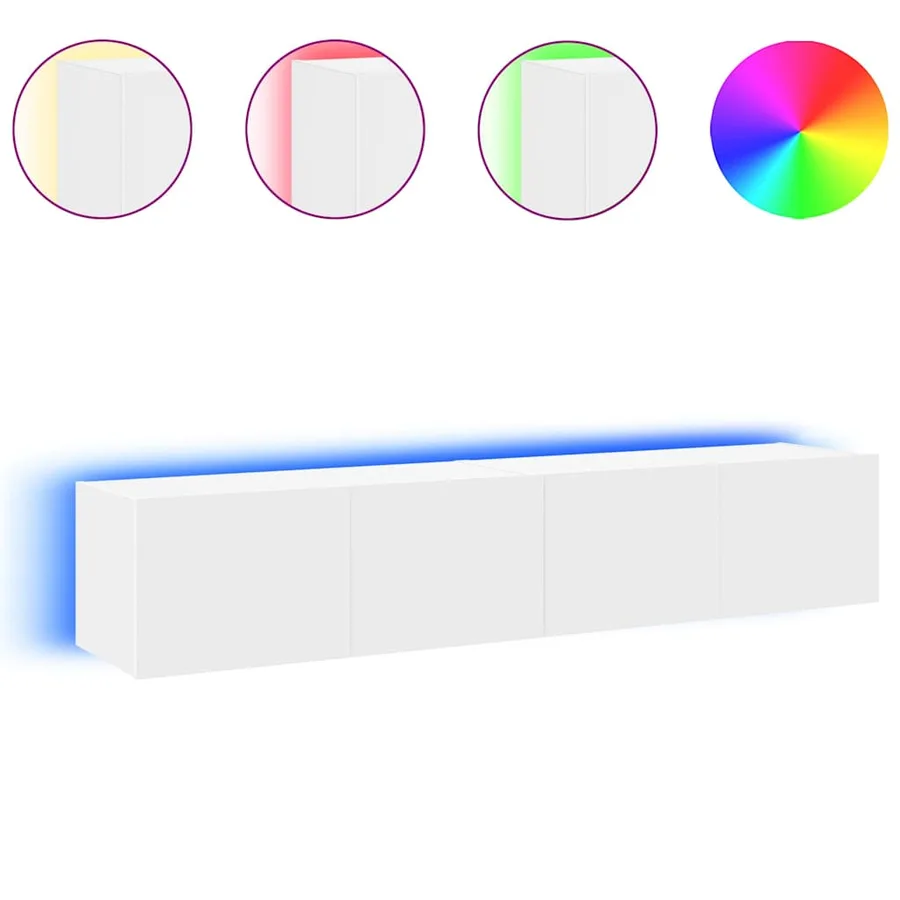 Meubles TV muraux avec lumières LED 2 pcs blanc 80x35x31 cm - 14