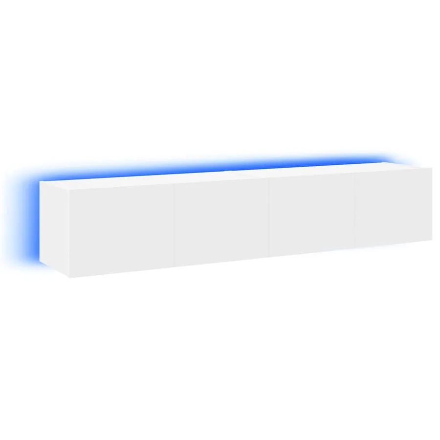 Meubles TV muraux avec lumières LED 2 pcs blanc 80x35x31 cm - 2