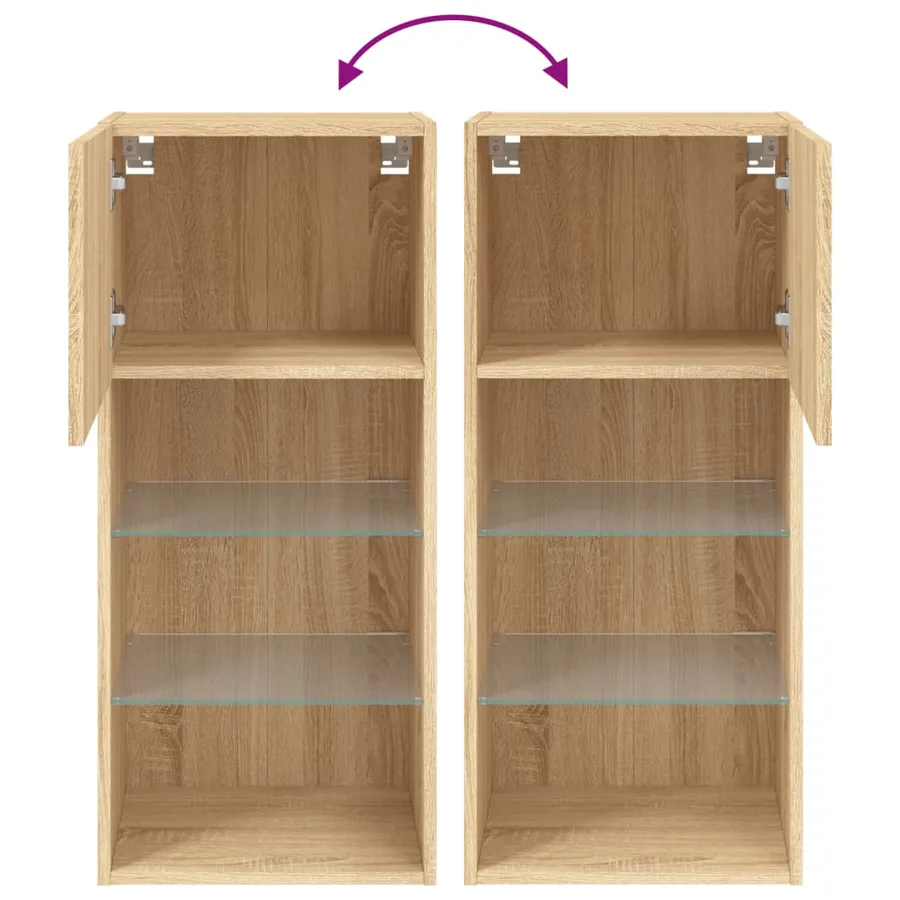 Meubles TV avec lumières LED 2 pcs chêne sonoma 40,5x30x90 cm - 12