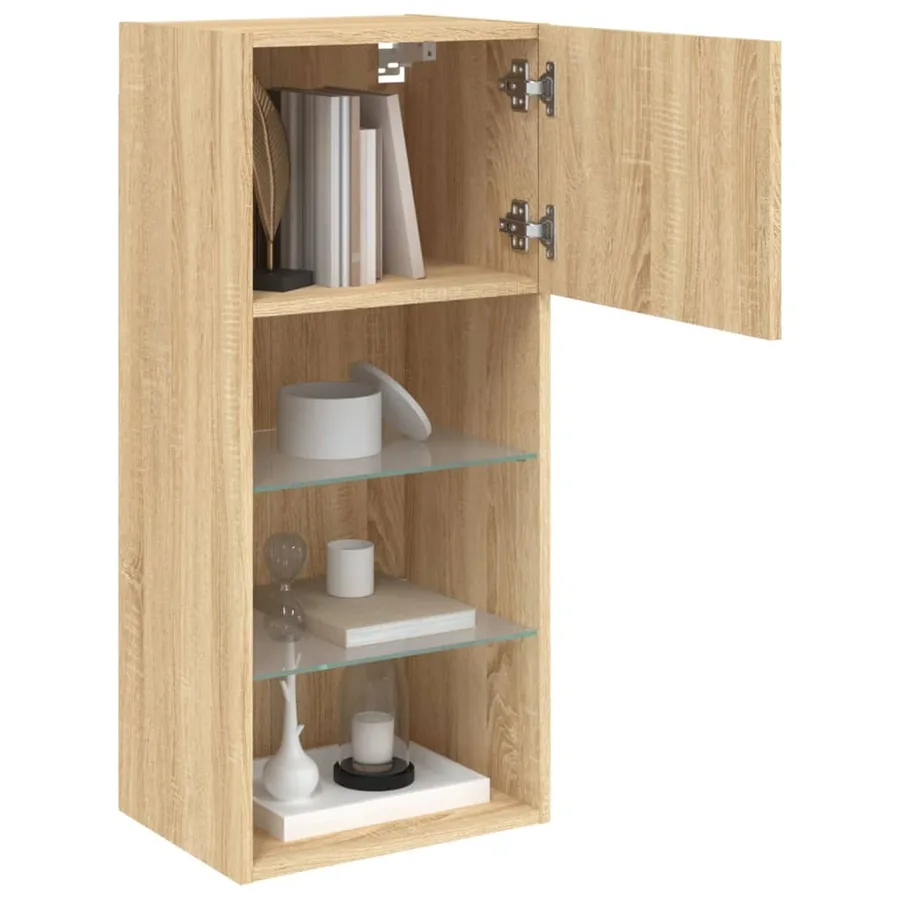 Meubles TV avec lumières LED 2 pcs chêne sonoma 40,5x30x90 cm - 5