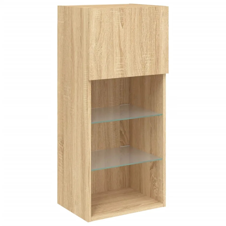 Meubles TV avec lumières LED 2 pcs chêne sonoma 40,5x30x90 cm - 7