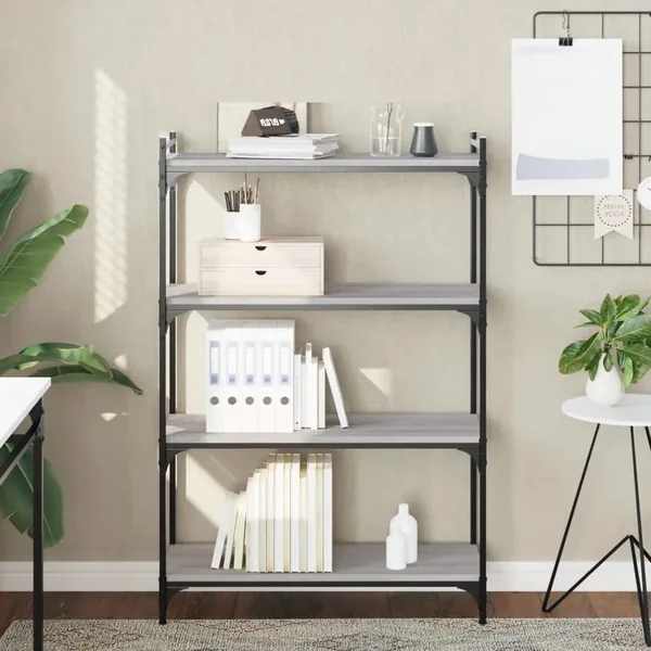 Bibliothèque à 4 niveaux sonoma gris 80x30x120 cm