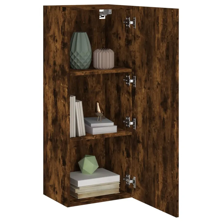 Meuble TV mural chêne fumé 40,5x30x102 cm bois d'ingénierie - 5