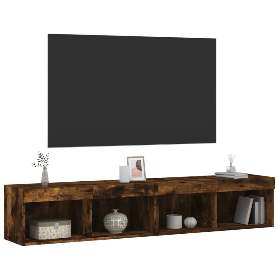 Meubles TV avec lumières LED 2 pcs chêne fumé 80x30x30 cm - 6