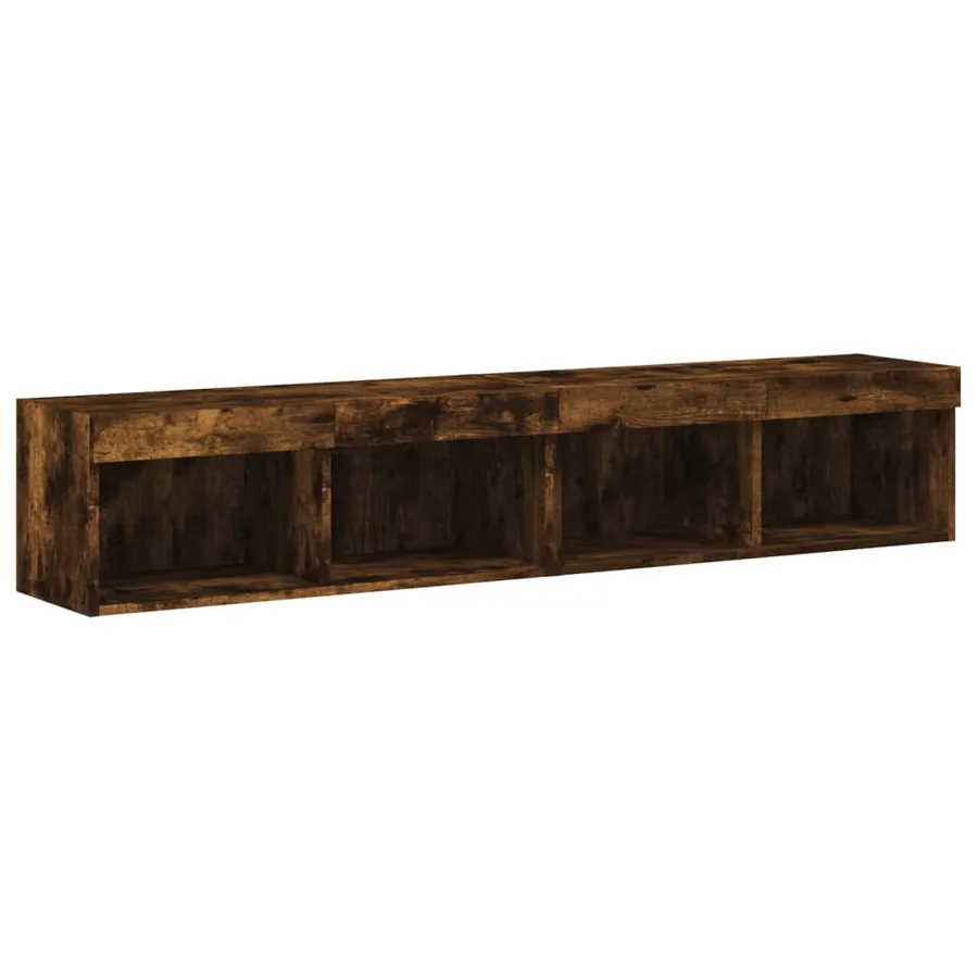 Meubles TV avec lumières LED 2 pcs chêne fumé 80x30x30 cm - 7