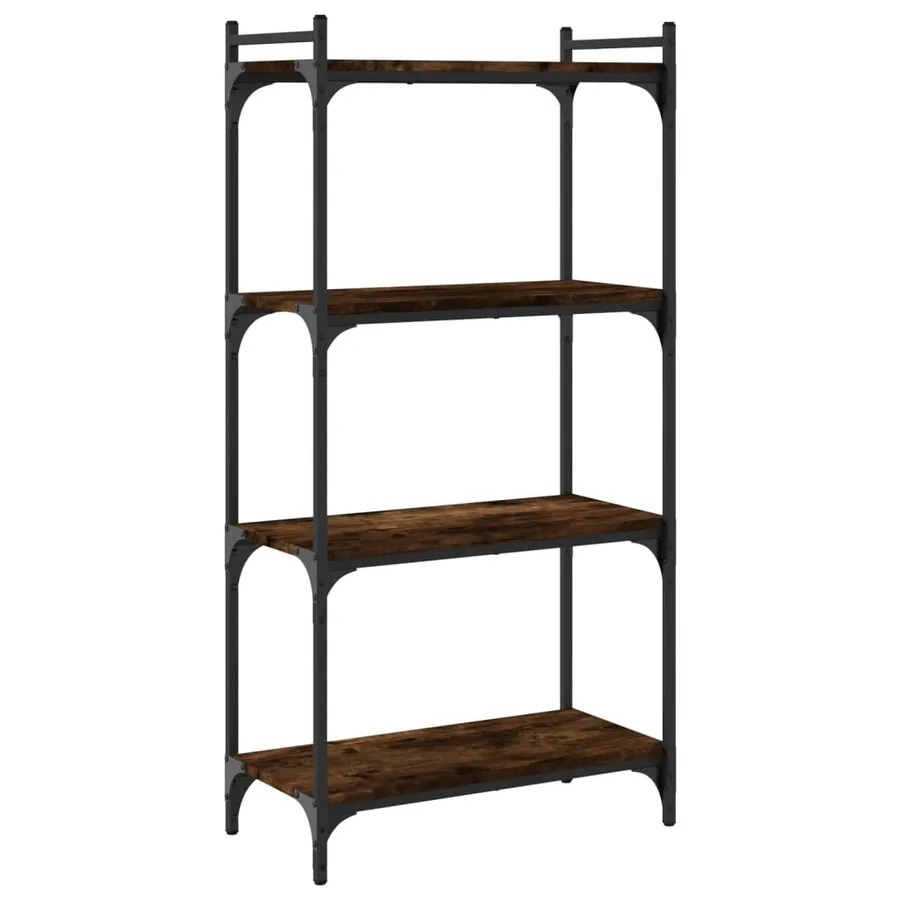 Bibliothèque 4 niveaux chêne fumé 60x30x120cm bois d'ingénierie - 2