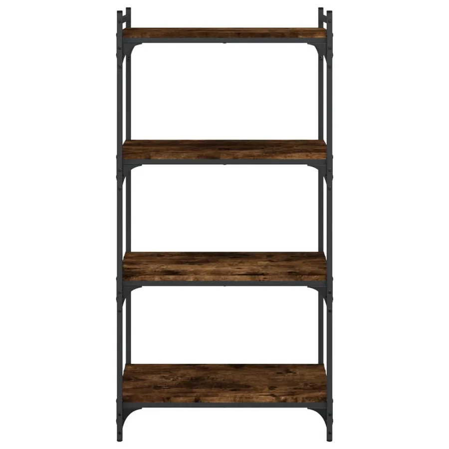 Bibliothèque 4 niveaux chêne fumé 60x30x120cm bois d'ingénierie - 4