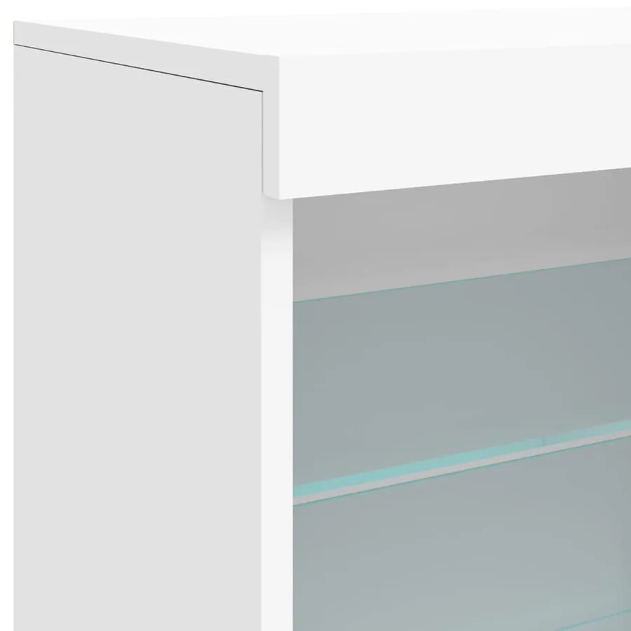 Buffet avec lumières LED blanc 142,5x37x67 cm - 12