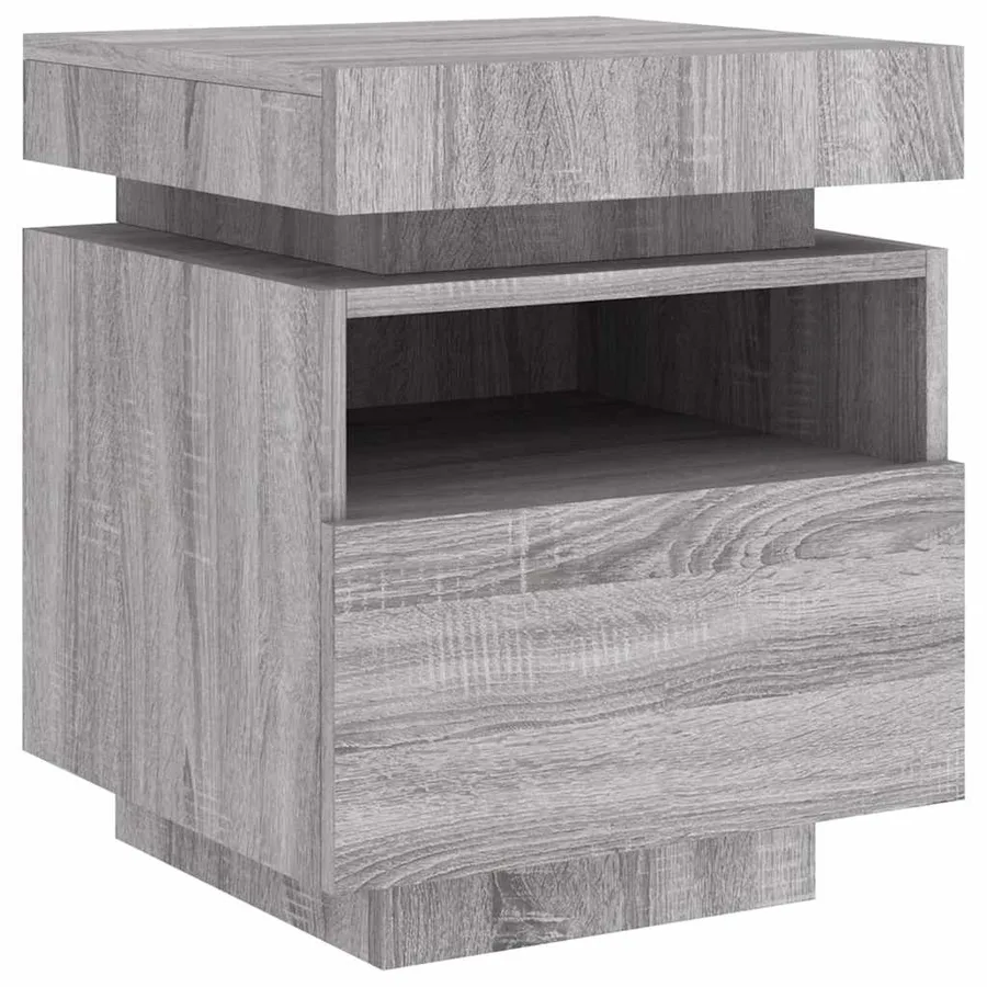 Armoires de chevet avec lumières LED 2 pcs sonoma gris - 5