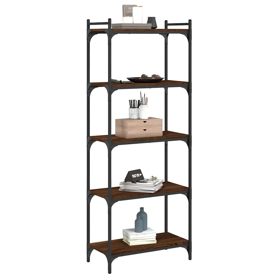 Bibliothèque 5 niveaux chêne marron 60x30x154cm bois ingénierie - 3