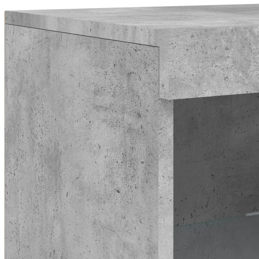 Buffets avec lumières LED 3 pcs gris béton bois d'ingénierie - 11