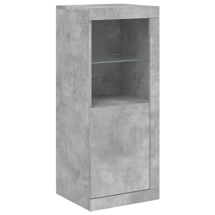Buffets avec lumières LED 3 pcs gris béton bois d'ingénierie - 8
