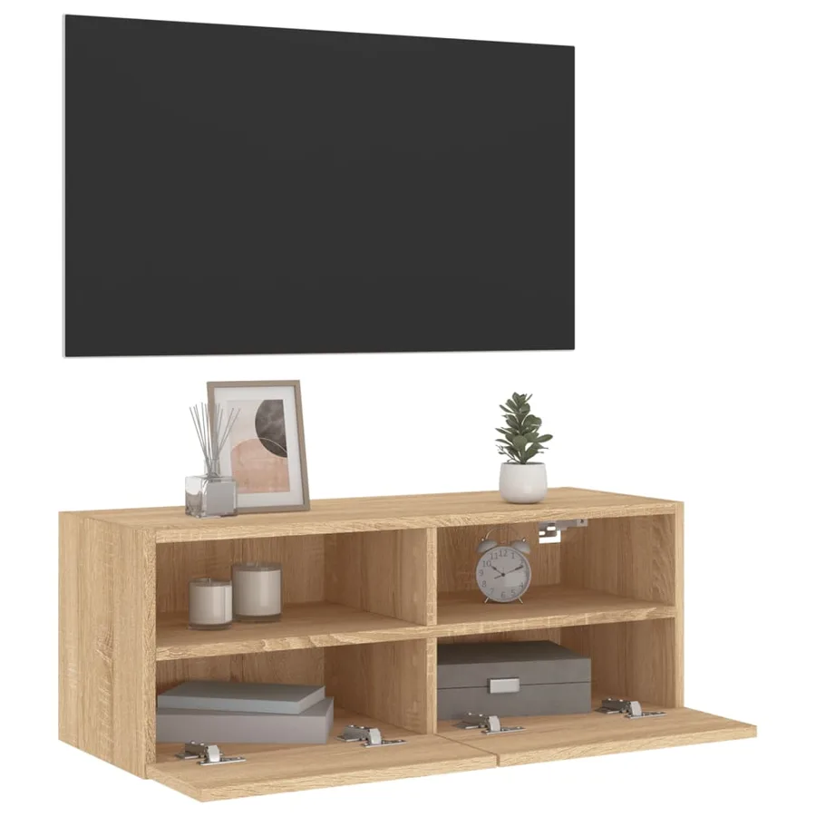 Meuble TV mural chêne sonoma 80x30x30 cm bois d'ingénierie - 6