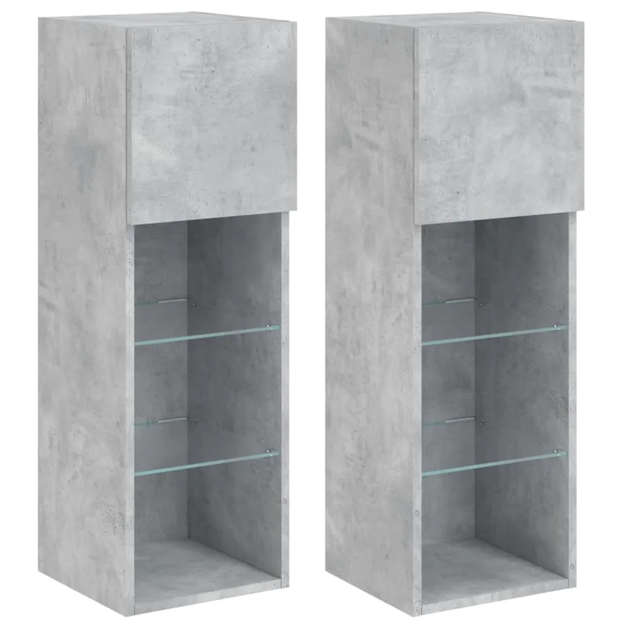 Meubles TV avec lumières LED 2 pcs gris béton 30,5x30x90 cm - 2