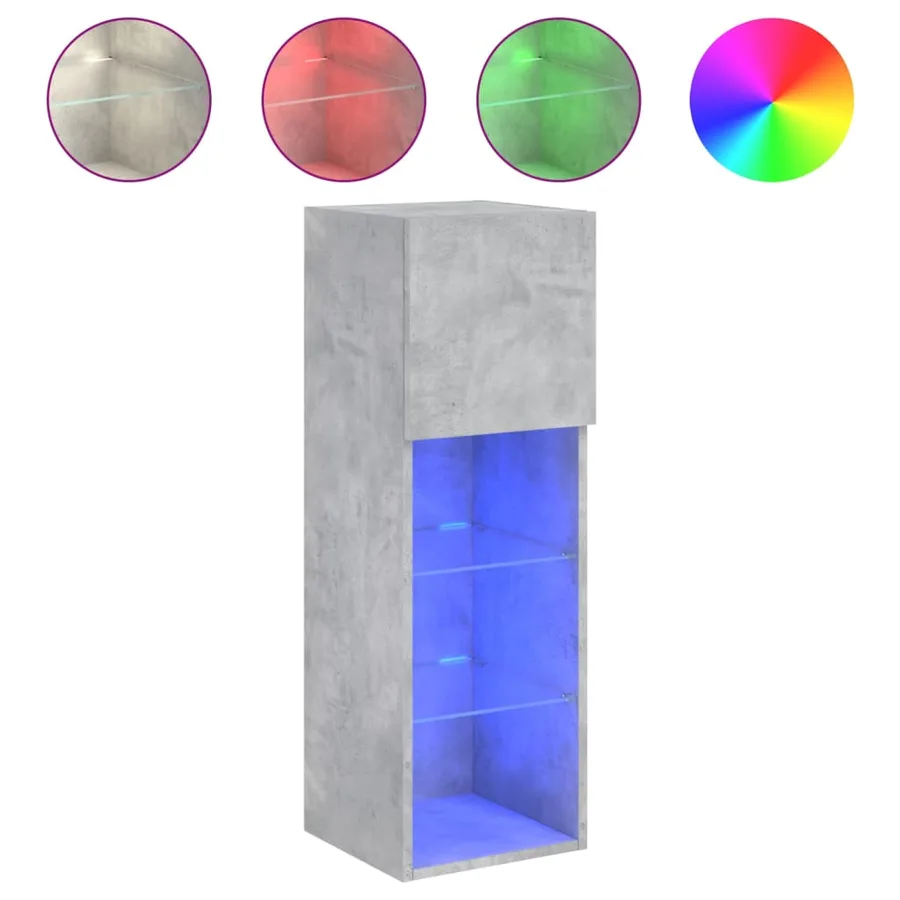 Meubles TV avec lumières LED 2 pcs gris béton 30,5x30x90 cm - 6