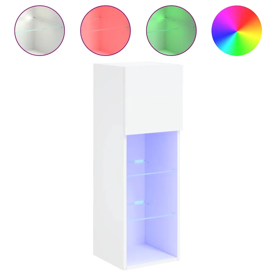 Meuble TV avec lumières LED blanc 30,5x30x90 cm - 2