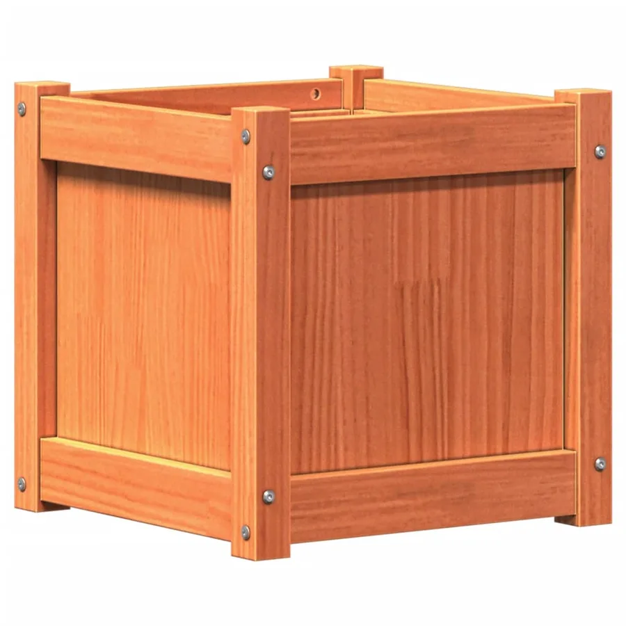 Jardinière cire marron 40x40x40 cm bois de pin massif - 2