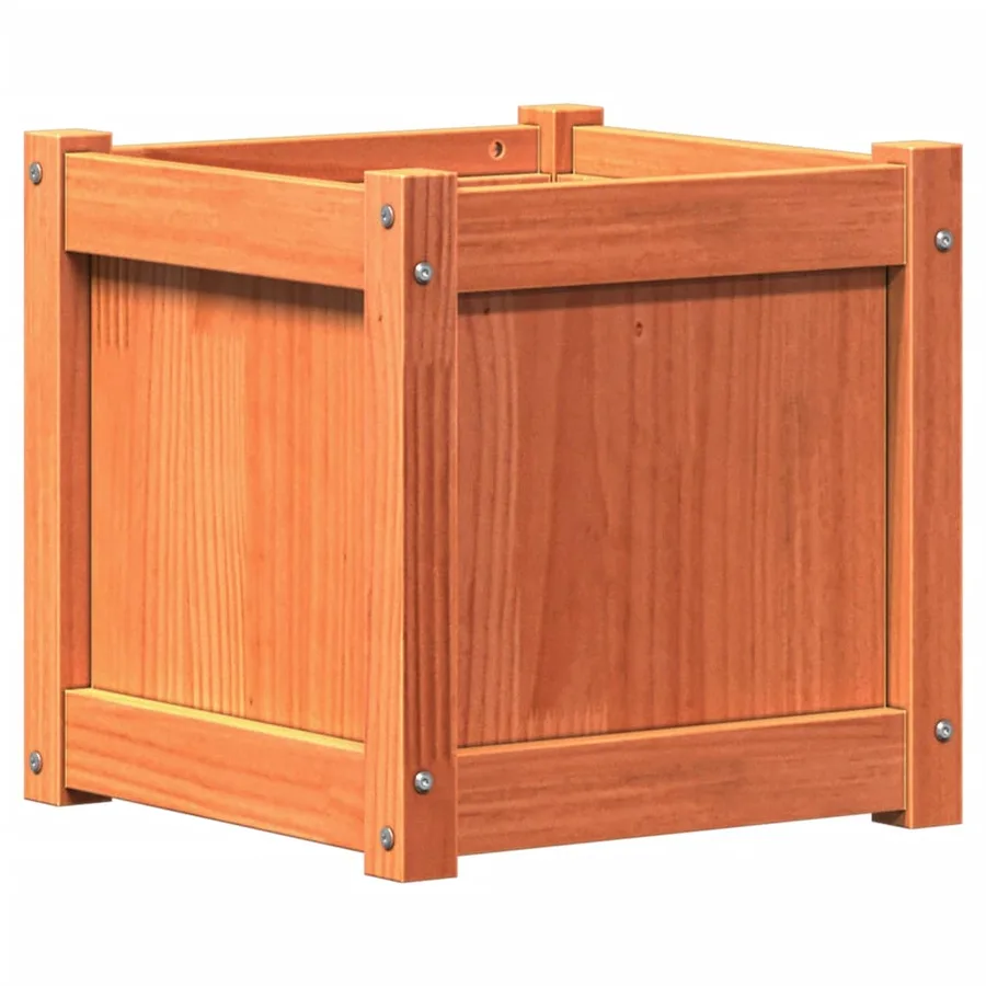 Jardinière cire marron 40x40x40 cm bois de pin massif - 7