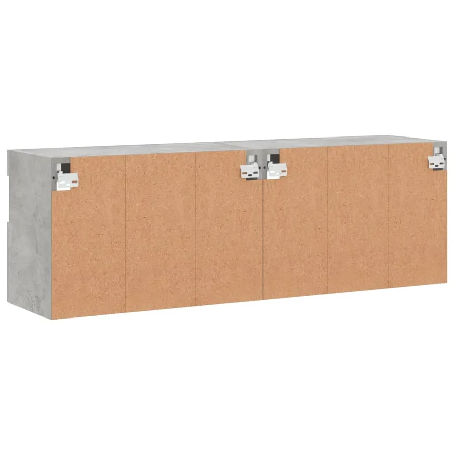 Meubles TV muraux et lumières LED 2pcs gris béton 60x30x40 cm - 11