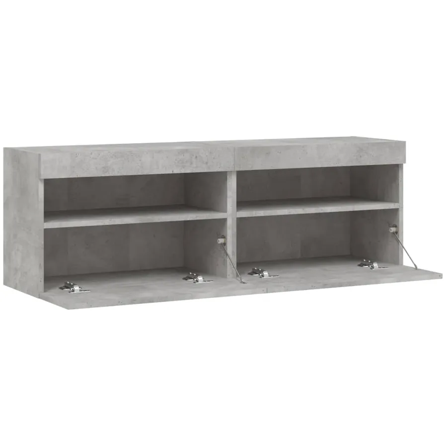 Meubles TV muraux et lumières LED 2pcs gris béton 60x30x40 cm - 8