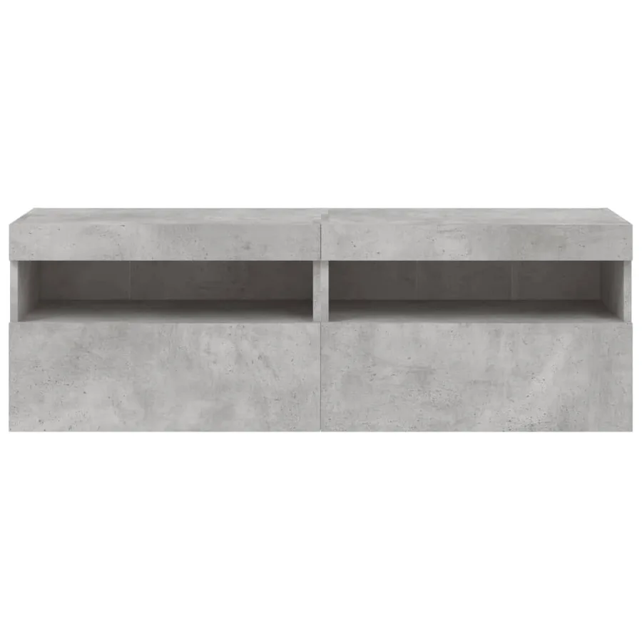 Meubles TV muraux et lumières LED 2pcs gris béton 60x30x40 cm - 9