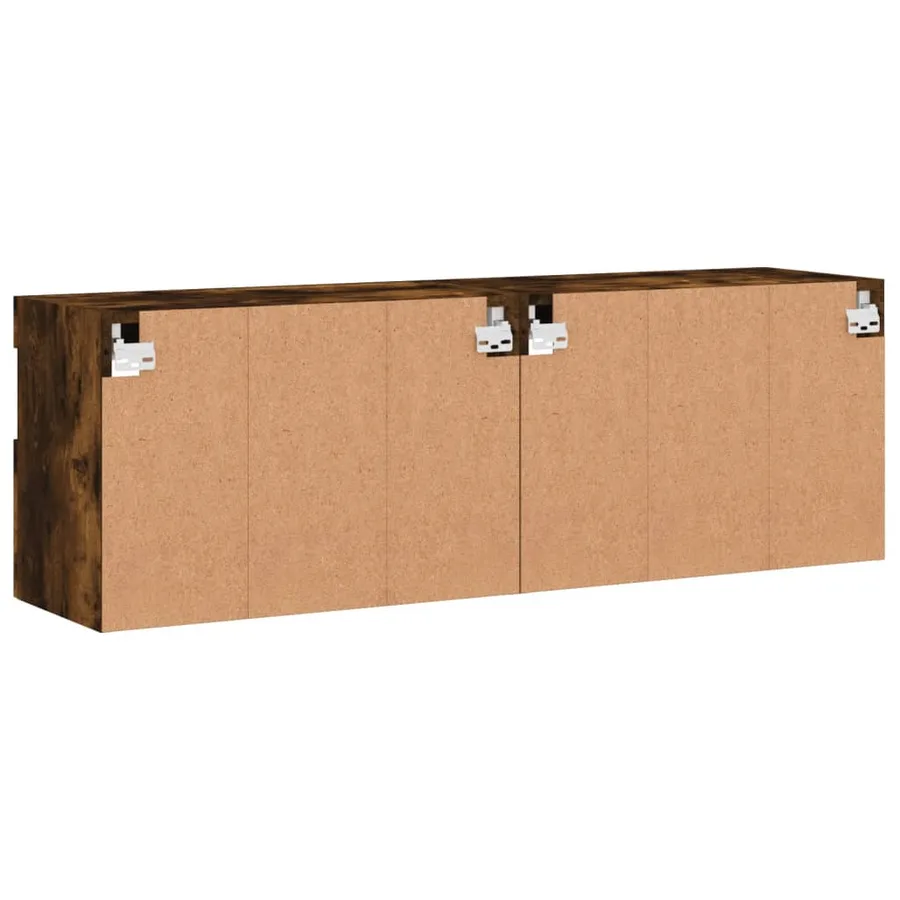 Meubles TV muraux et lumières LED 2pcs chêne fumé 60x30x40 cm - 11