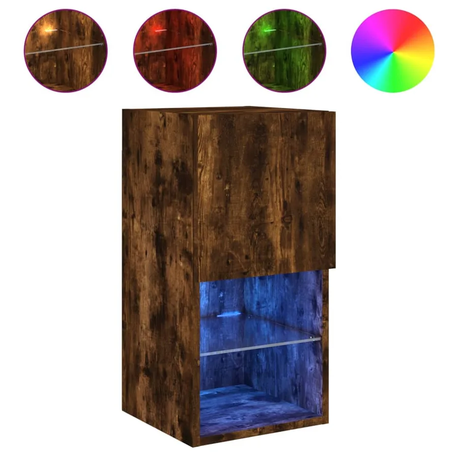 Meubles TV avec lumières LED 2 pcs chêne fumé 30,5x30x60 cm - 6