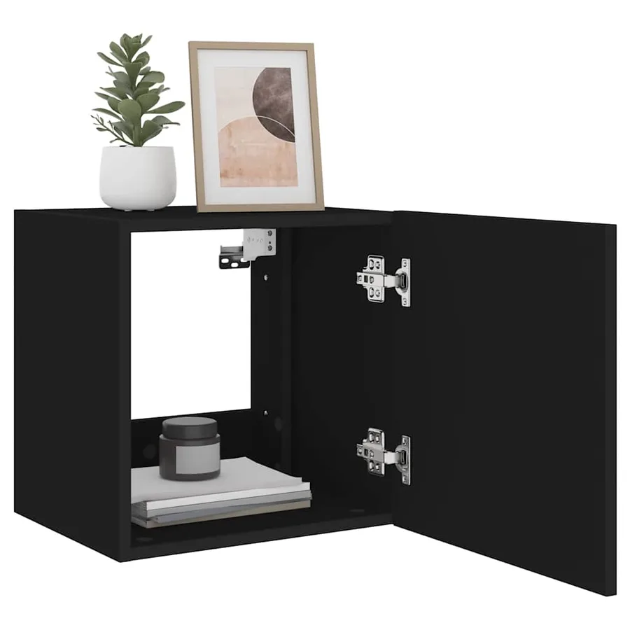 Meubles TV muraux avec lumières LED 2 pcs noir 40,5x35x40 cm - 6