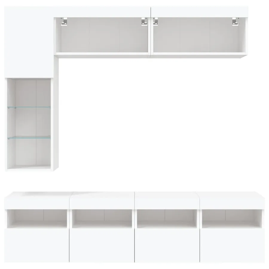 Ensemble de meubles TV muraux 7 pcs avec lumières LED blanc - 7