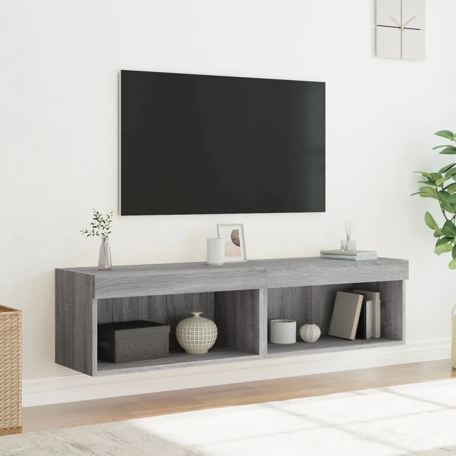 Meubles TV avec lumières LED 2 pcs sonoma gris 60x30x30 cm - 5
