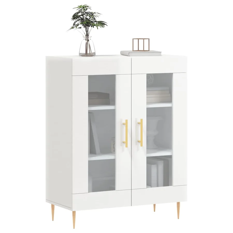 Buffet Blanc brillant 69,5x34x90 cm Bois d'ingénierie - 3
