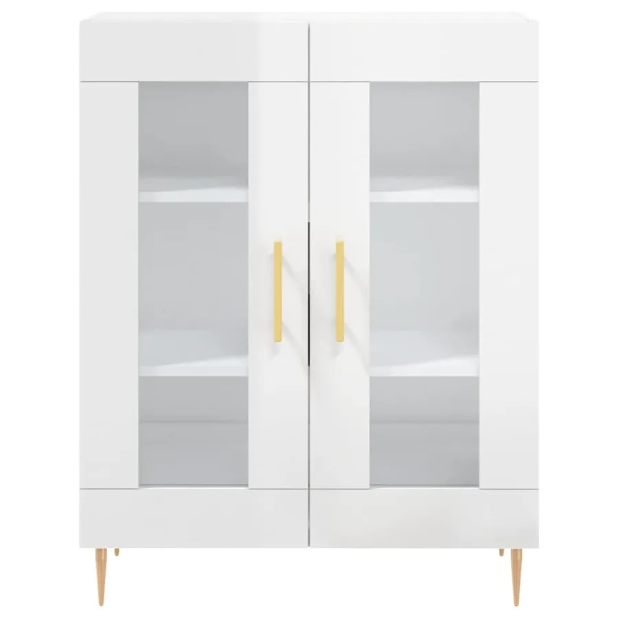 Buffet Blanc brillant 69,5x34x90 cm Bois d'ingénierie - 5