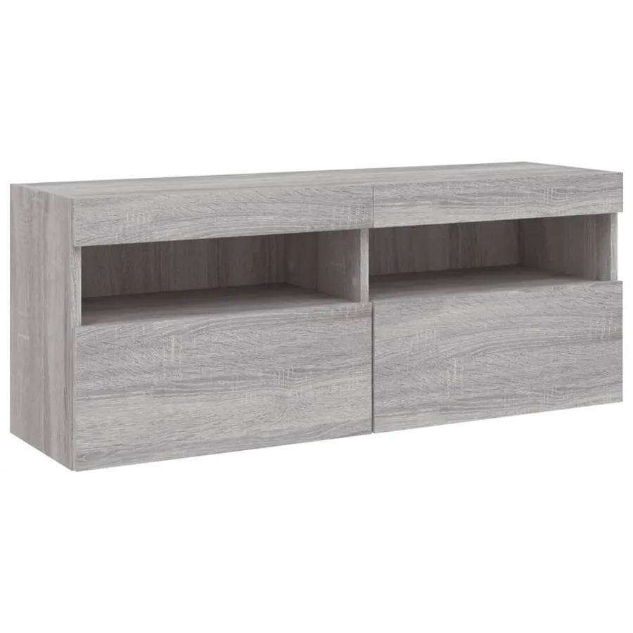 Meuble TV mural avec lumières LED sonoma gris 100x30x40 cm - 3
