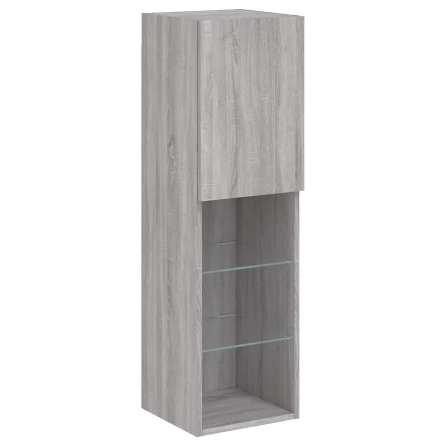 Ensemble de meubles TV muraux 7 pcs et lumières LED sonoma gris - 9